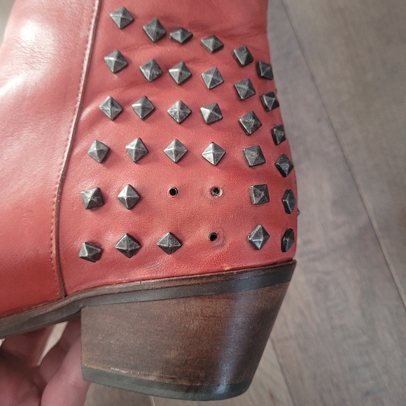 Minelli studded red ankle boots 37 - Picture 12 of 13
